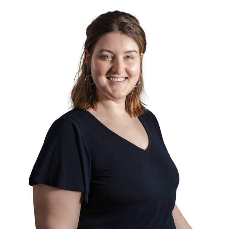 Friendly young woman smiling, wearing a black t-shirt, professional headshot for CMEWA website and marketing materials.